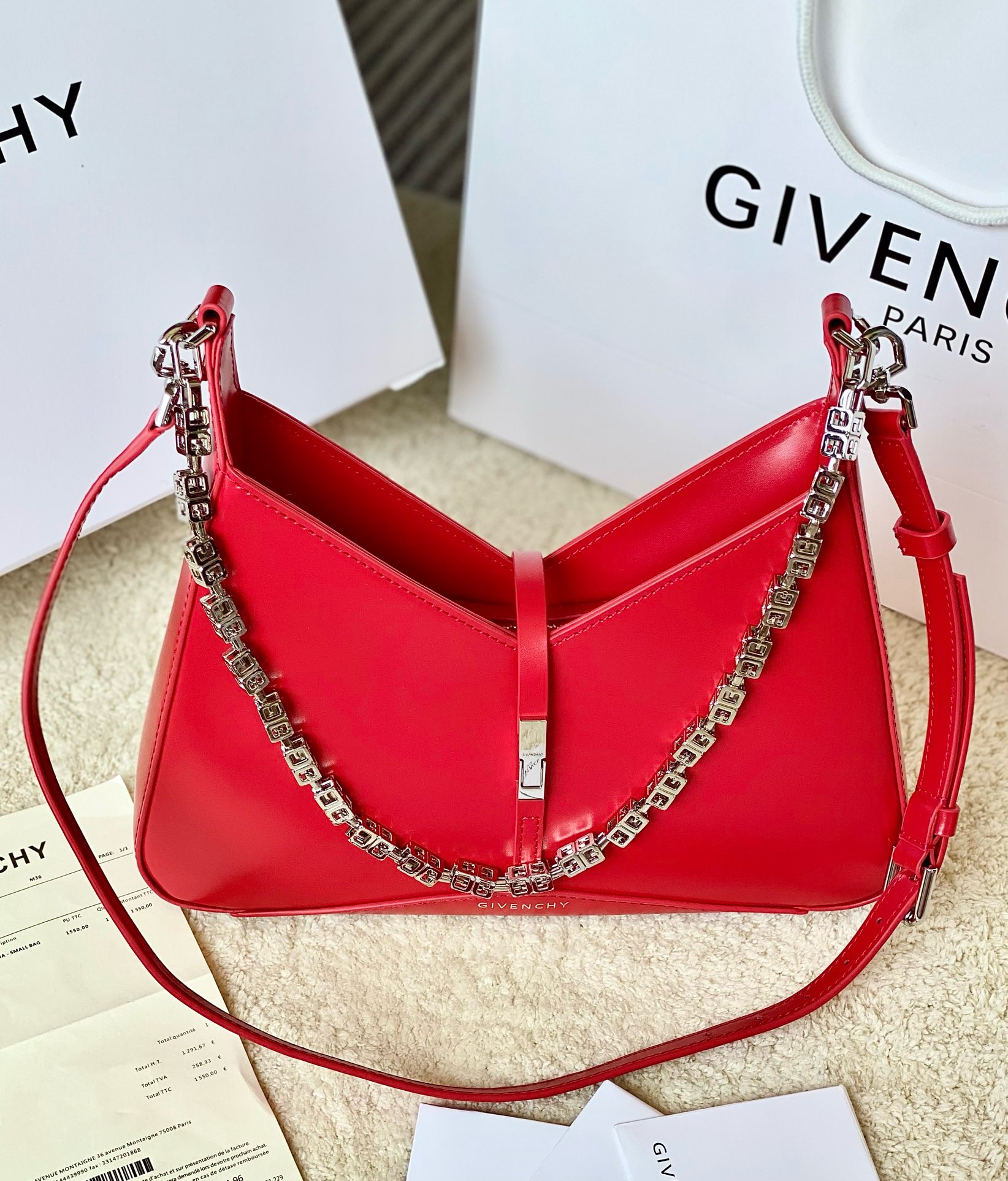 Givenchy Cut Out handbag box leather, paired with cast copper 4G hardware chain and cowhide leather - Image 5