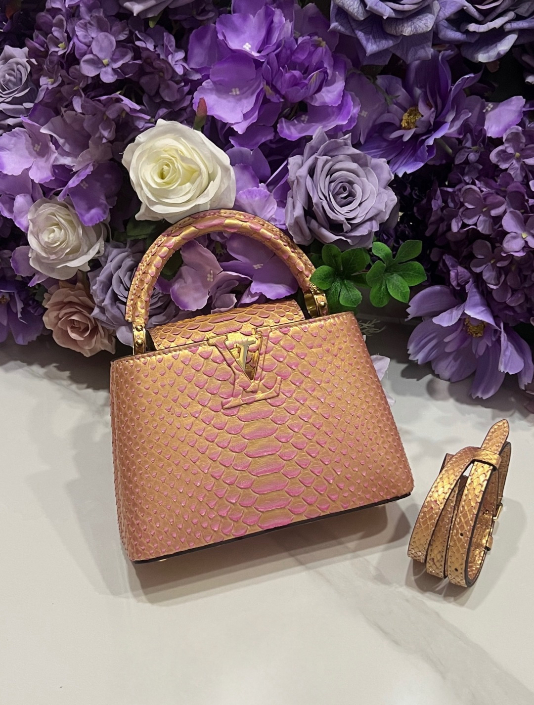Louis Vuitton Capucines Snake Skin Handbag