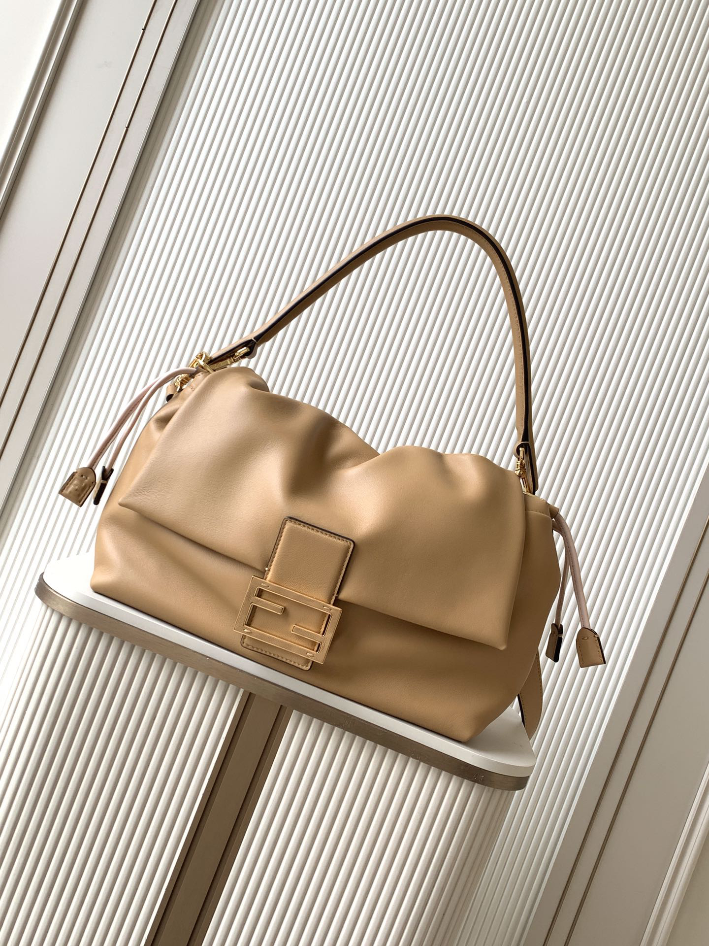 Fendi Mamma Baguette - Leather Shoulder Bag in Calfskin with Flip Cover