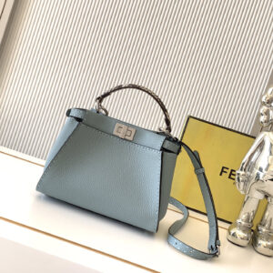 Fendi Peekaboo small handbag - Dragonfruit-patterned cowhide, wrist strap made of snake skin