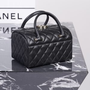 Chanel 2026 Black Leather Bag with Black Diamond Pattern