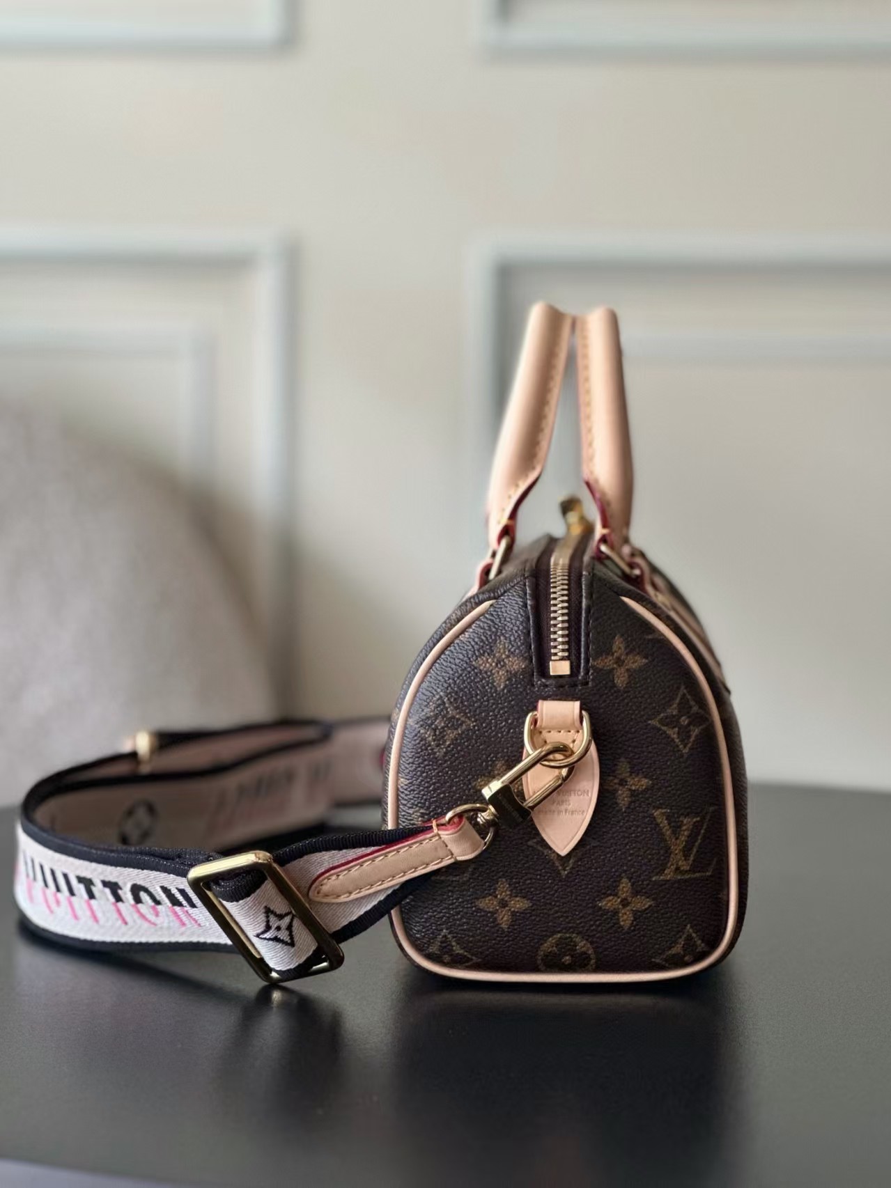 lv speedy bandouliere 2020 handbag with coated canvas and natural tanned leather lv speedy bandouliere 2020 handbag with coated canvas and natural tanned leather